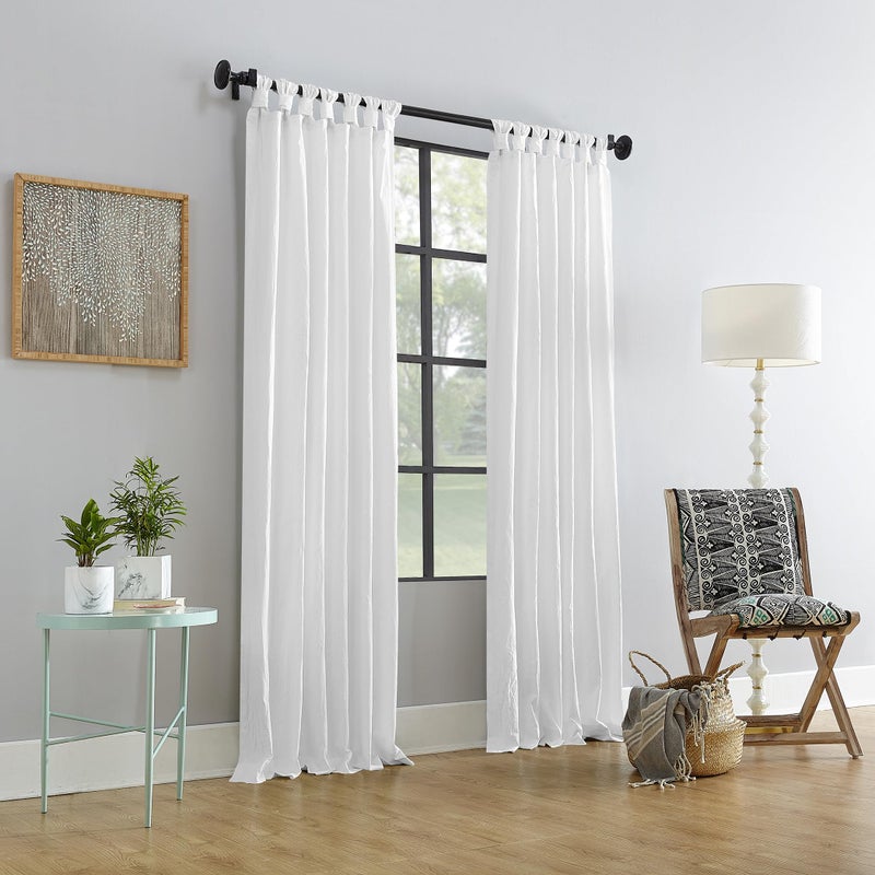 Archaeo - 54870 Washed 100% Cotton Twist Tab Curtain, 52" x 63" Panel, White - Image 5